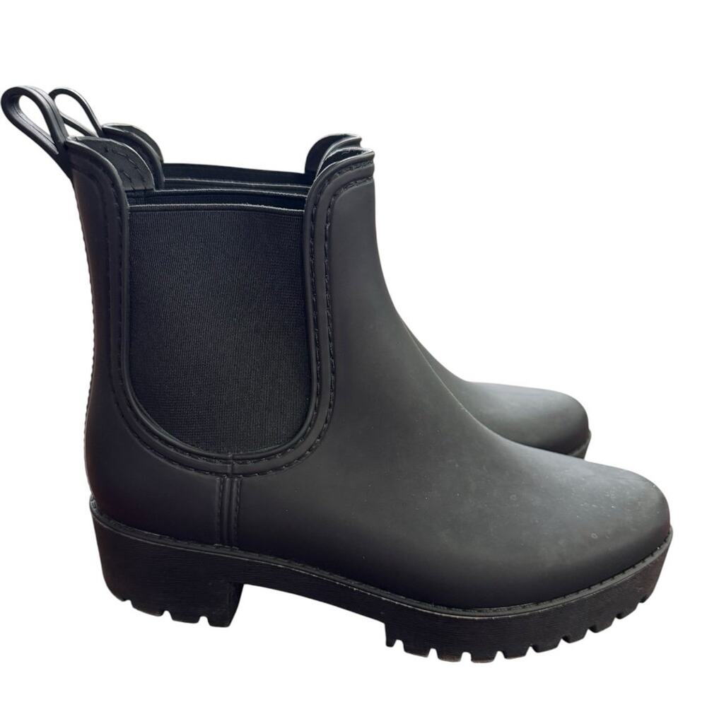Jeffrey Campbell Black Chelsea Rain Boots Waterproof Ankle Boots Size 8/8.5